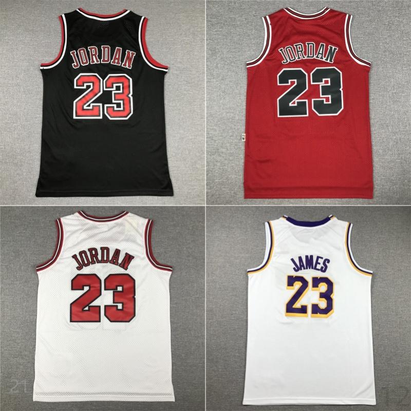 MJ LeBron James stitched Men's Sleeveless Basketball Jersey Red Black White 1997-98