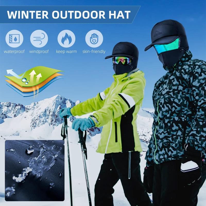 Outdoor hiking hat with mask winter hunter outdoor ski hat frozen bicycle sports hat thermal fur thicken faux fur outdoor sport