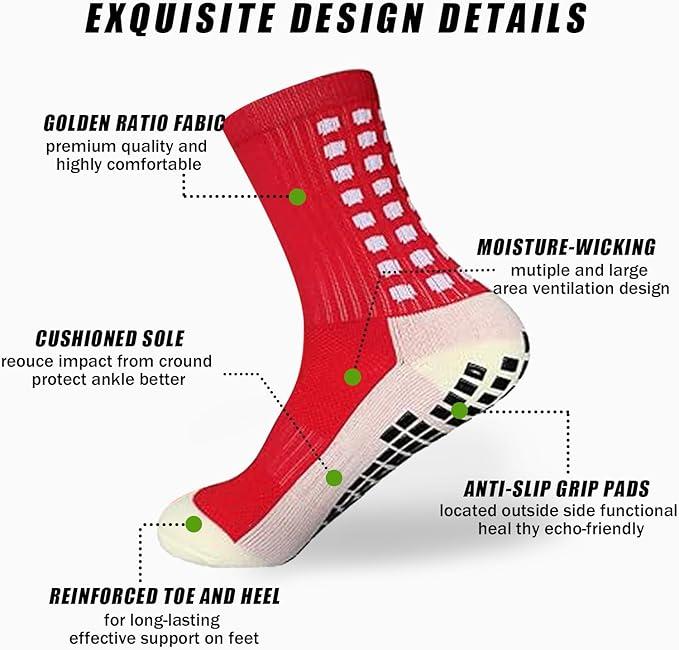 Men's Soccer Socks - Non Skid Anti Slip Socks for Football Basketball Hockey Rugby Sports