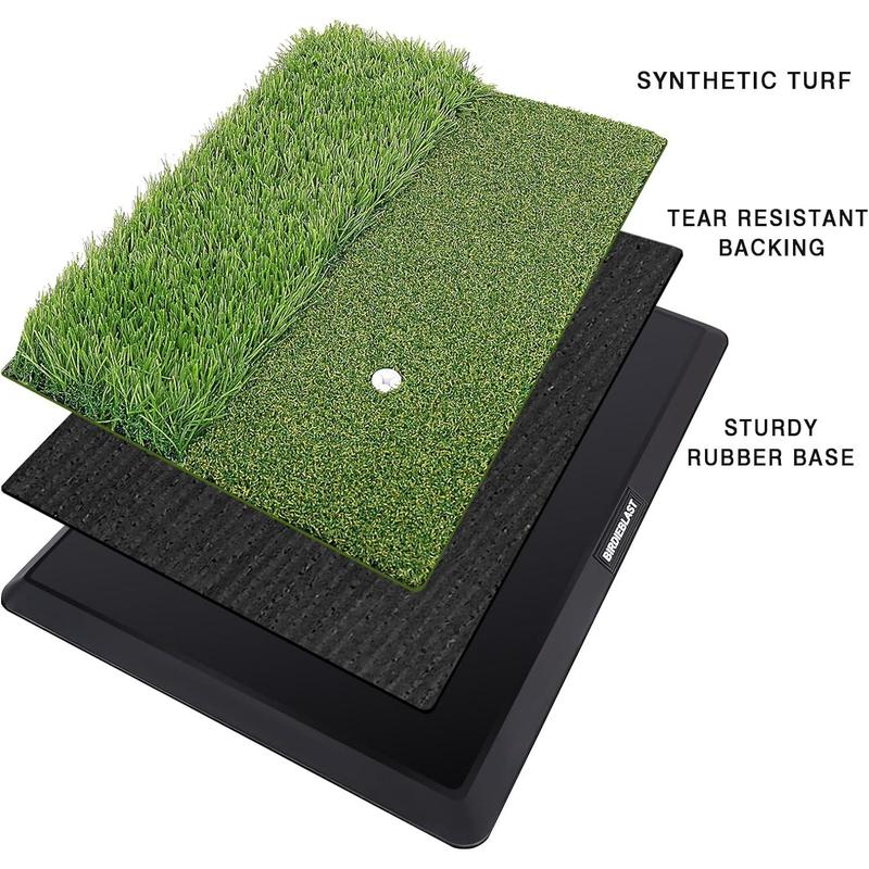 Professional Dual-Turf Golf Hitting Mat with Robust Rubber Base, Perfect for Indoor or Outdoor Backyard Training