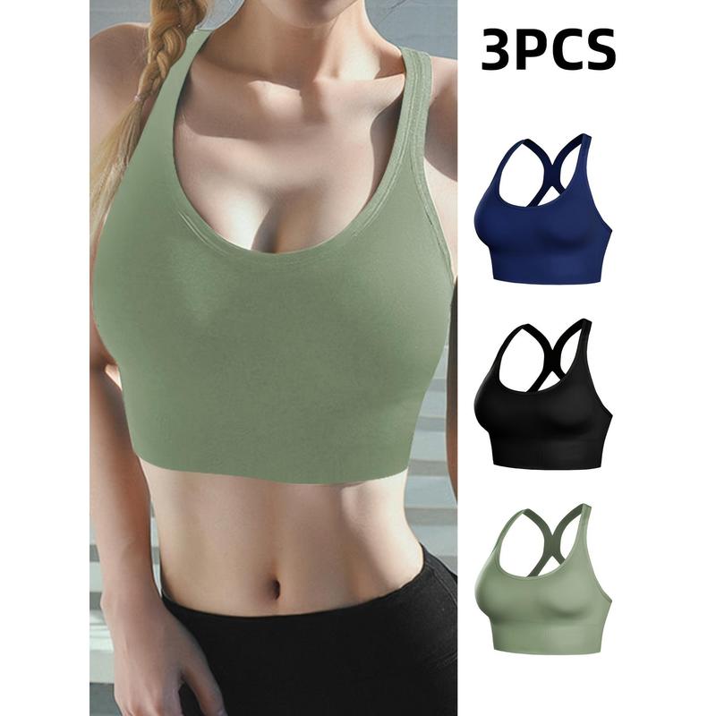 3 Pieces New Fitness Training Bra Beauty Vest Sportswear Cross Back High Support Yoga Sports Bra for Women