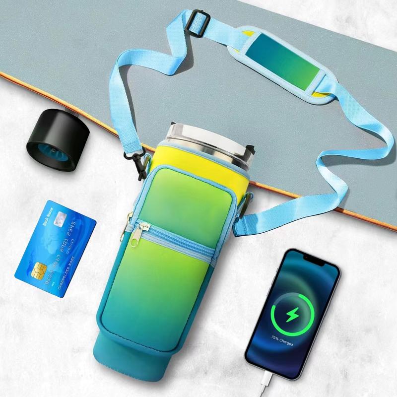 Water Bottle Bag, Tumbler Carrier Bag for Stanly 40oz, Adjustable Shoulder Strap, Water Bottle Carrying Bag with Cell Phone Pouch,  Water Bottle Holder for Outdoor Sports