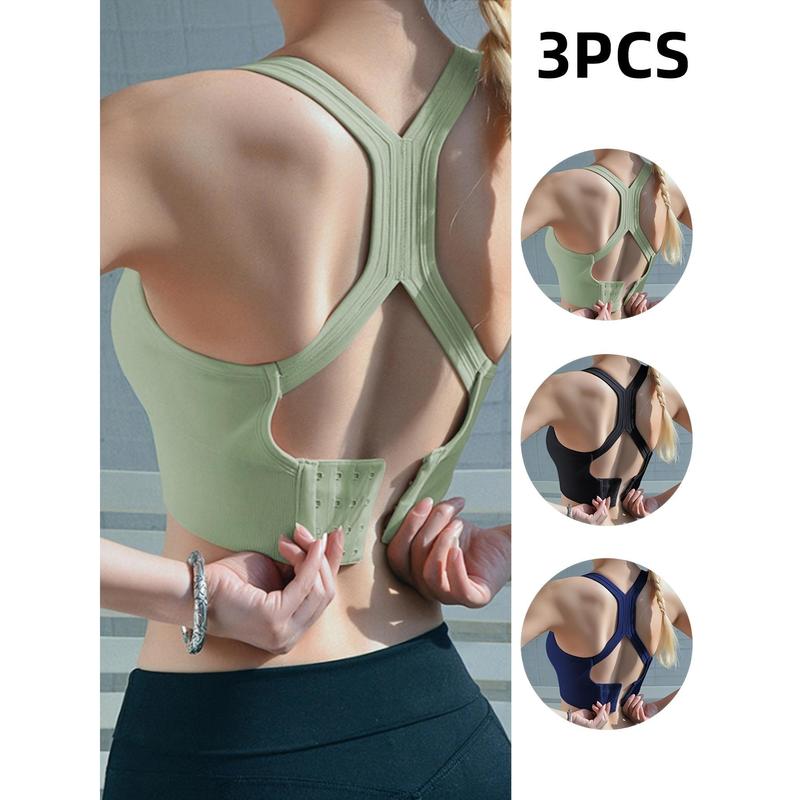 3 Pieces New Fitness Training Bra Beauty Vest Sportswear Cross Back High Support Yoga Sports Bra for Women