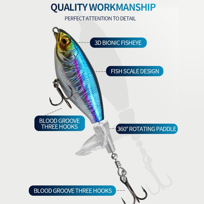 Fishing Lure with Hook,Water Surface Propeller Fishing Bait, Lifelike Floating Swimming Artificial Hard Baits,Fishing Accessories for OutdoorFishing ,Fishing Equipment Perfect for Fishing Enthusiasts fishing gear Bionic Paddle Tail Swimbait Set