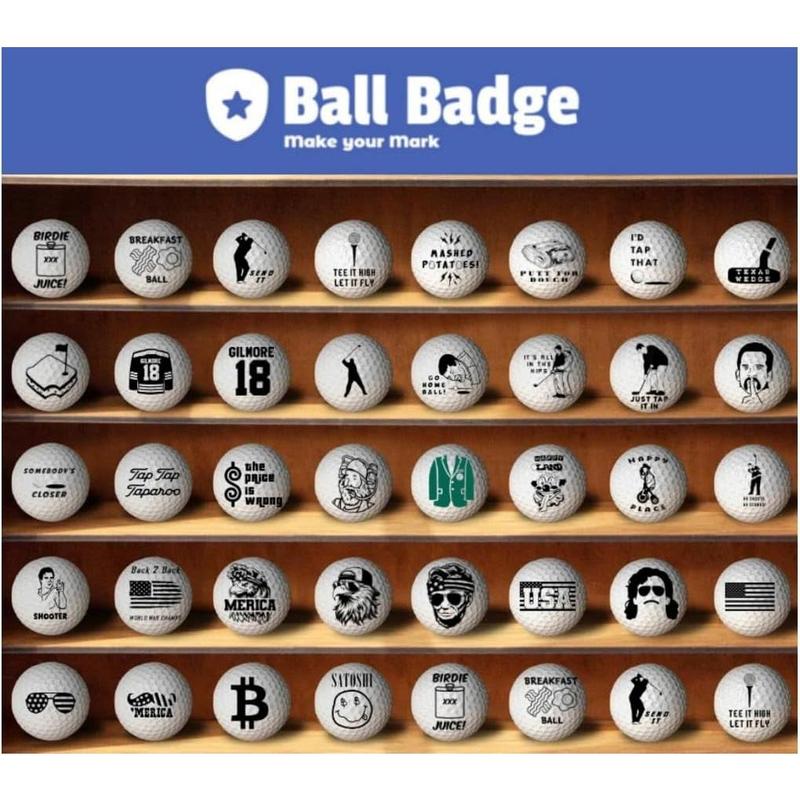 Ball Badge - Golf Ball Stamp, Self-Inking Golf Ball Stamper, Golf Ball Marker, Reusable Golf Ball Marking Tool to Identify Golf Balls - (The Dirty Series) (Zero Putts Given)