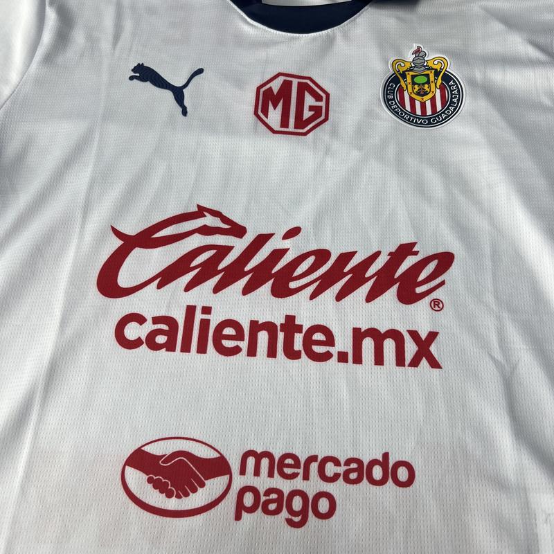 PUMA 2425 Chivas Guadalajara Away Jersey Mexico Red and White Stripe Short Sleeve Soccer Jersey LIGAMX