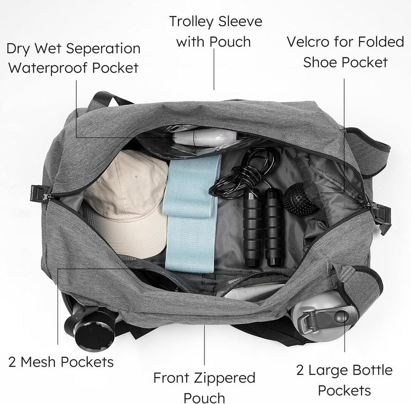 Gym Bag for Men with Shoes Compartment and Wet Pocket Convertible Duffle Bag and Gym Backpack   Bags for Men with 2 Bottle Holders Multipurpose Weekender Overnight Bag - Grey