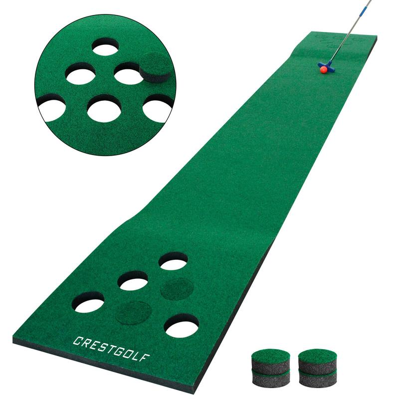 CRESTGOLF Golf pong game putting mat with 12 holes，Golf Games,Golf Training Aid for outdoor and indoor