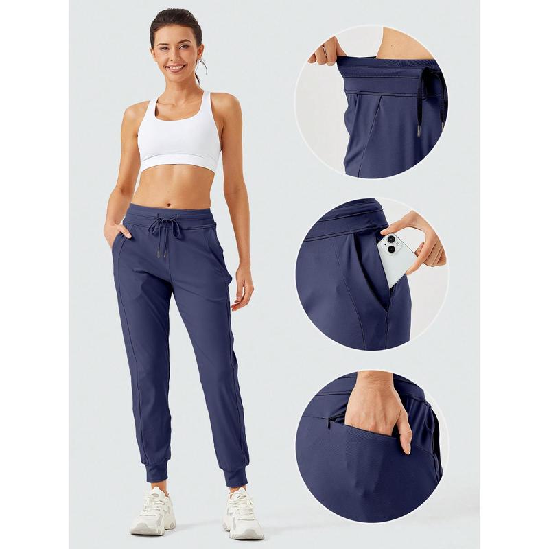 Women's Joggers Pants Athletic Drawstring Jogging Running Track High Waisted Workout Sweatpants With Zipper Pockets