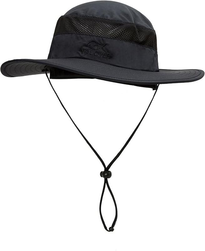 Outdoor UV Sun Protection Wide Brim Fishing Cap with Removable Flap Black