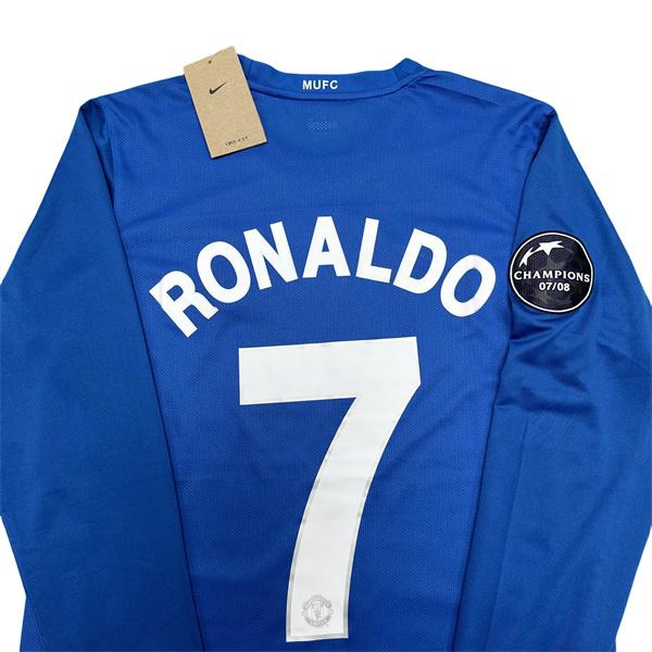 NIKE 0809 Manchester United Away Retro Long Sleeve Soccer Jersey No. 7 Ronaldo