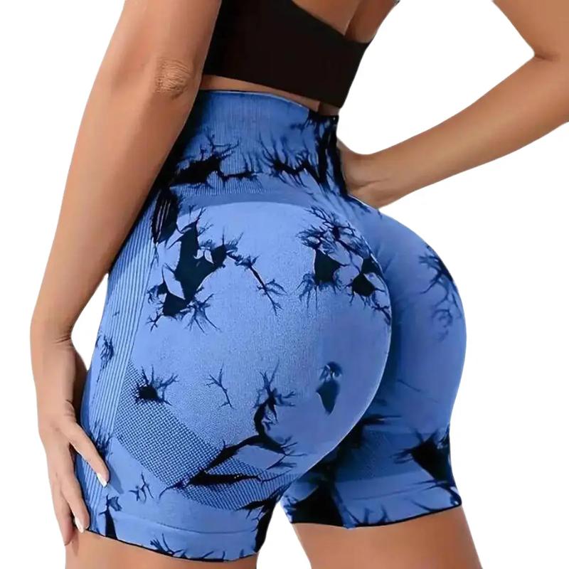 Women's Tie-Dye Shorts, Stretchy High-Waisted Gym Shorts, Breathable, Quick-Dry Sports Shorts, Fitness Clothing, Fashion Workout Apparel fitnesswear