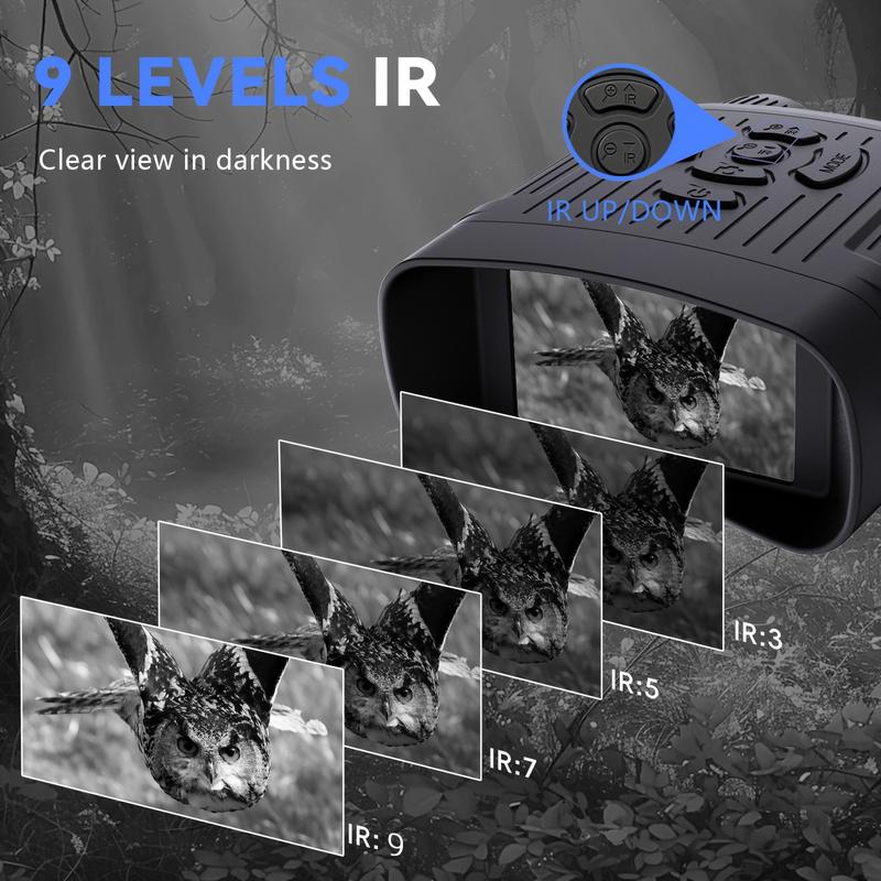 2.7K Infrared Night Vision Binoculars with 32GB Memory Card - Capture Photos & Videos in Complete Darkness, Rechargeable 2000mAh Battery - Perfect for Camping, Hunting, Security & Outdoor Adventures