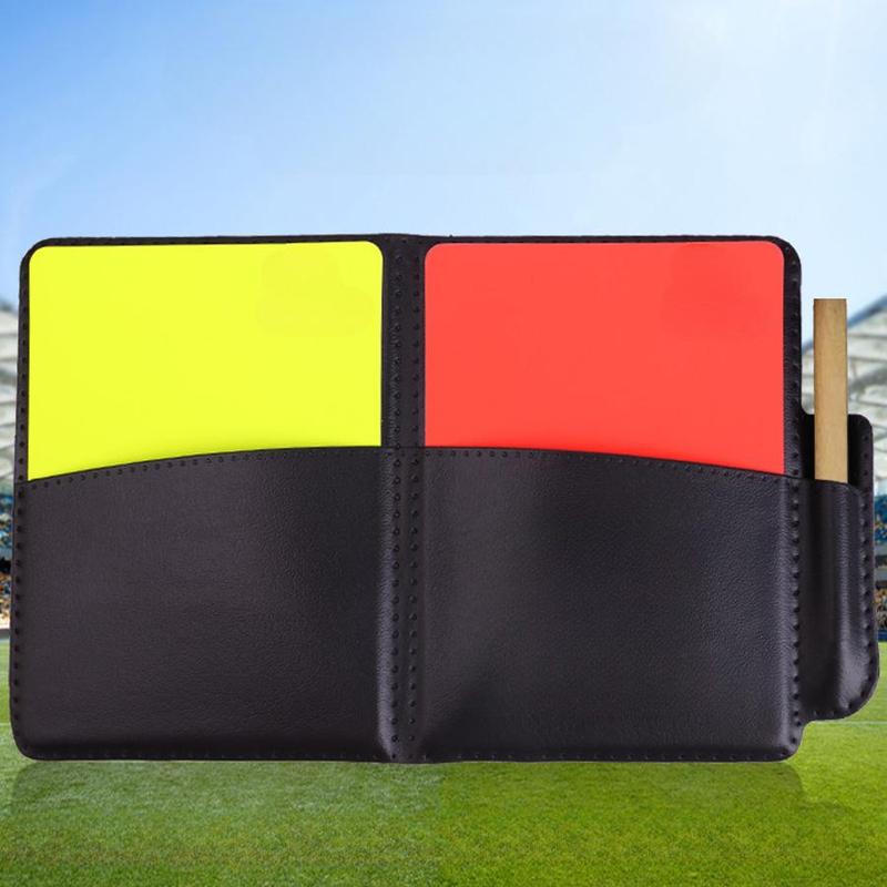 1 Set Sport Football Soccer Referee Wallet Notebook With Red Card & Yellow Card & Pen, Referee Tool