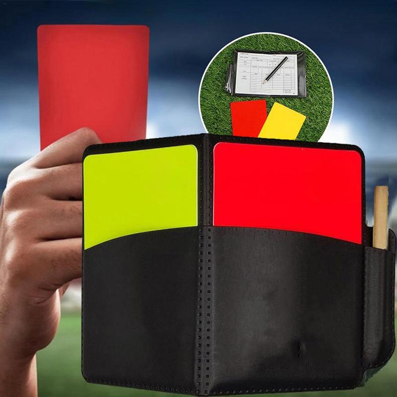 1 Set Sport Football Soccer Referee Wallet Notebook With Red Card & Yellow Card & Pen, Referee Tool