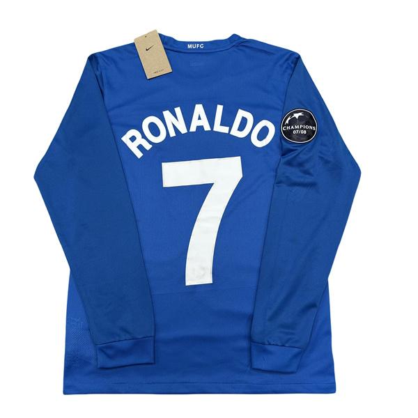 NIKE 0809 Manchester United Away Retro Long Sleeve Soccer Jersey No. 7 Ronaldo