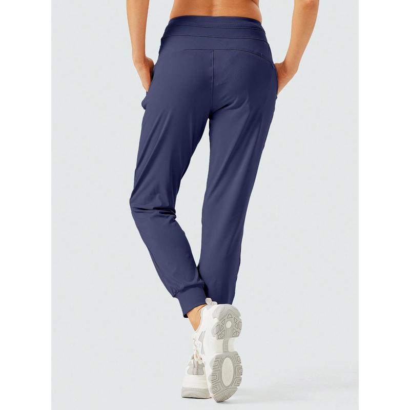 Women's Joggers Pants Athletic Drawstring Jogging Running Track High Waisted Workout Sweatpants With Zipper Pockets