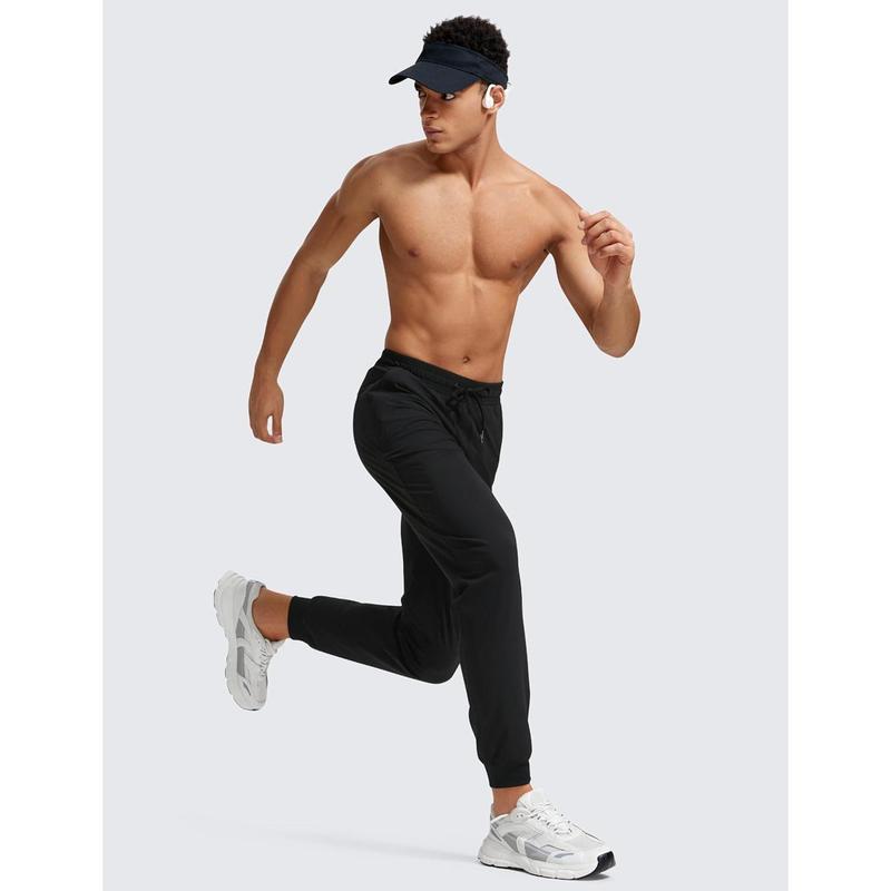 CRZ YOGA Athletic Joggers for Men Lightweight Water Resistant Outdoor Workout Pants with Zip Pockets