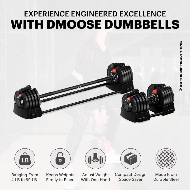 DMoose 90 LB Adjustable Dumbbell & Barbell Set