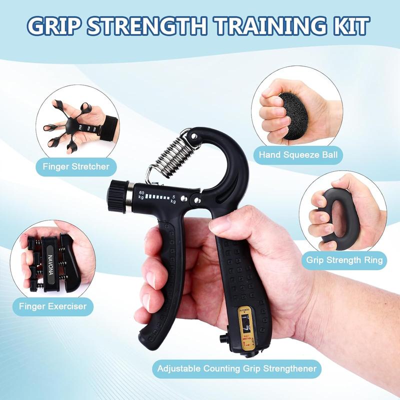 Hand Grip Strengthener Kit (5 Pack) Forearm Grip FitBeast Adjustable Resistance Hand Gripper, gripper ,forearm veins, Finger Exerciser, Finger Stretcher, Grip Ring Stress Relief Grip Ball For Athletes, Portable Home Gym Hand Strength Training Tool