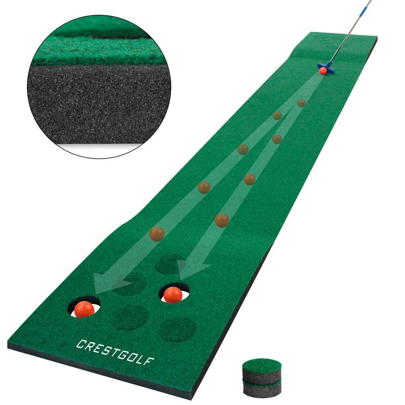 CRESTGOLF Golf pong game putting mat with 12 holes，Golf Games,Golf Training Aid for outdoor and indoor