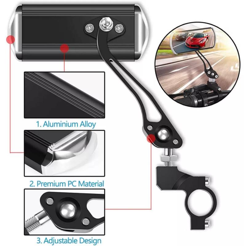 1 Pair Bike Bicycle Rear View Mirror Glass Replacement, Left Right Cycling Aluminum Set Universal For 1