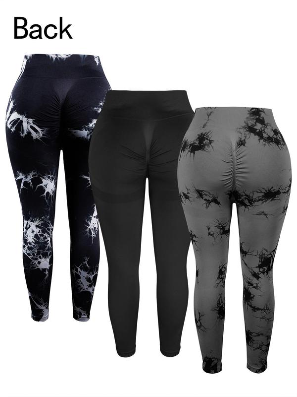 Plus Size Tie Dye Print High Waist Sports Leggings, Sporty Comfy Breathable Pants for Yoga Gym Workout Running, Leggings for Women, Women's Sport & Outdoor Clothing for All Seasons