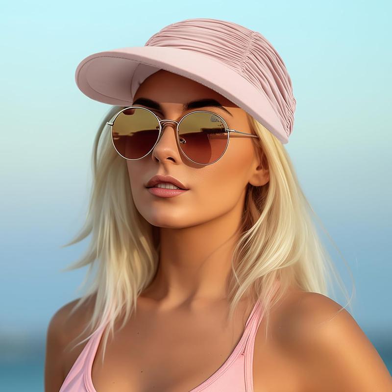 Womens Sun Visor Hat Wide Brim Summer UPF 50+ UV Protection Visor Hat Adjustable Beach Sport Visor Cap for Summer Outdoor