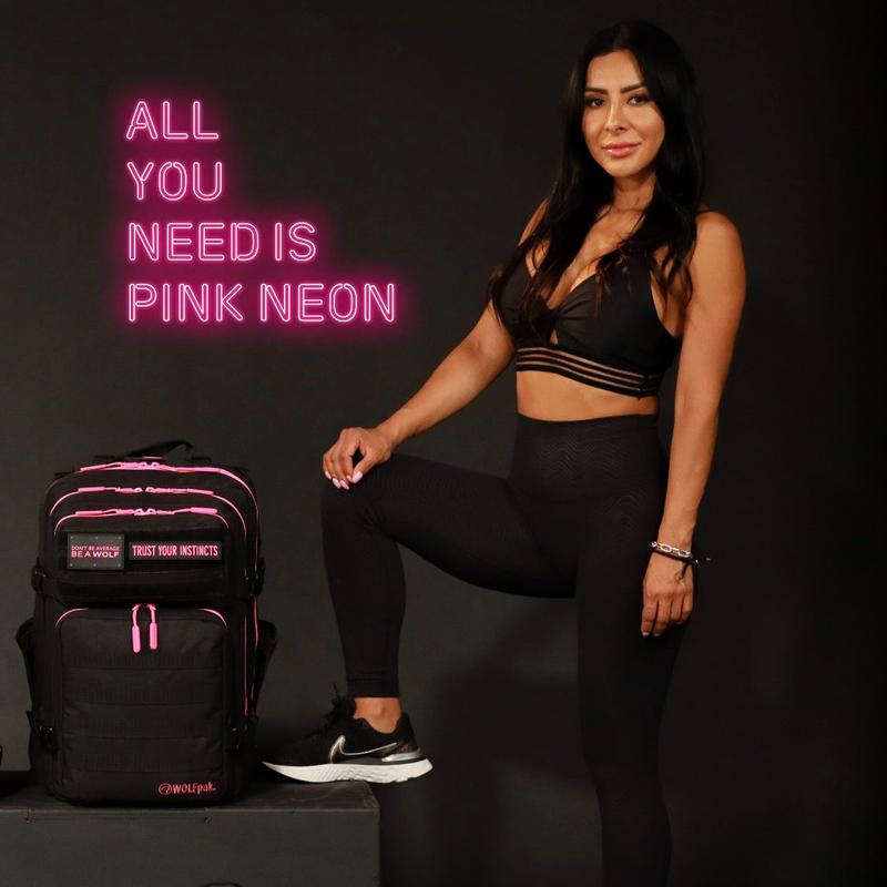 45L Backpack Black Neon Pink