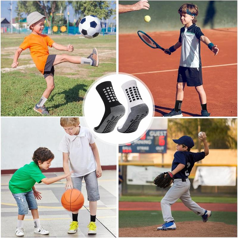 Ultrafun 6 Pairs Kids Soccer Socks with Grip Non Slip Football Athletic Socks for Kids Boys Girls 6-14 Years old soccer socks