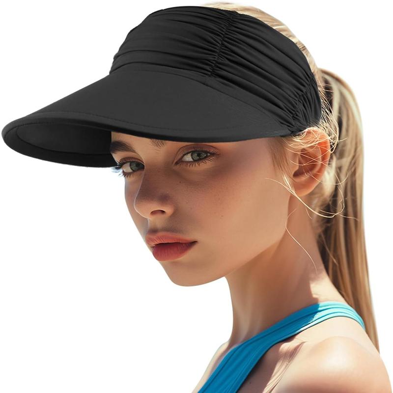 Womens Sun Visor Hat Wide Brim Summer UPF 50+ UV Protection Visor Hat Adjustable Beach Sport Visor Cap for Summer Outdoor