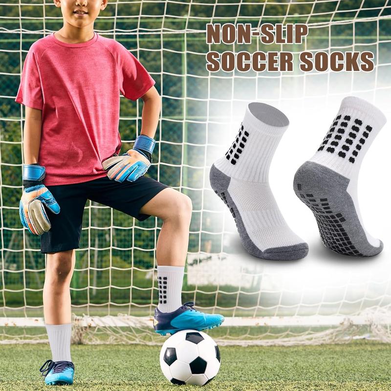 Ultrafun 6 Pairs Kids Soccer Socks with Grip Non Slip Football Athletic Socks for Kids Boys Girls 6-14 Years old soccer socks