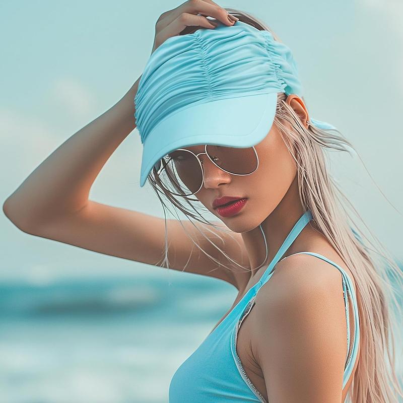 Womens Sun Visor Hat Wide Brim Summer UPF 50+ UV Protection Visor Hat Adjustable Beach Sport Visor Cap for Summer Outdoor