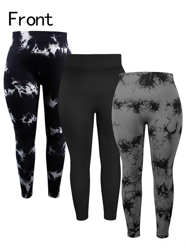 Plus Size Tie Dye Print High Waist Sports Leggings, Sporty Comfy Breathable Pants for Yoga Gym Workout Running, Leggings for Women, Women's Sport & Outdoor Clothing for All Seasons