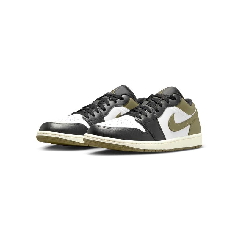 Men's Jordan 1 Low Black White-Medium Olive (553558 092)