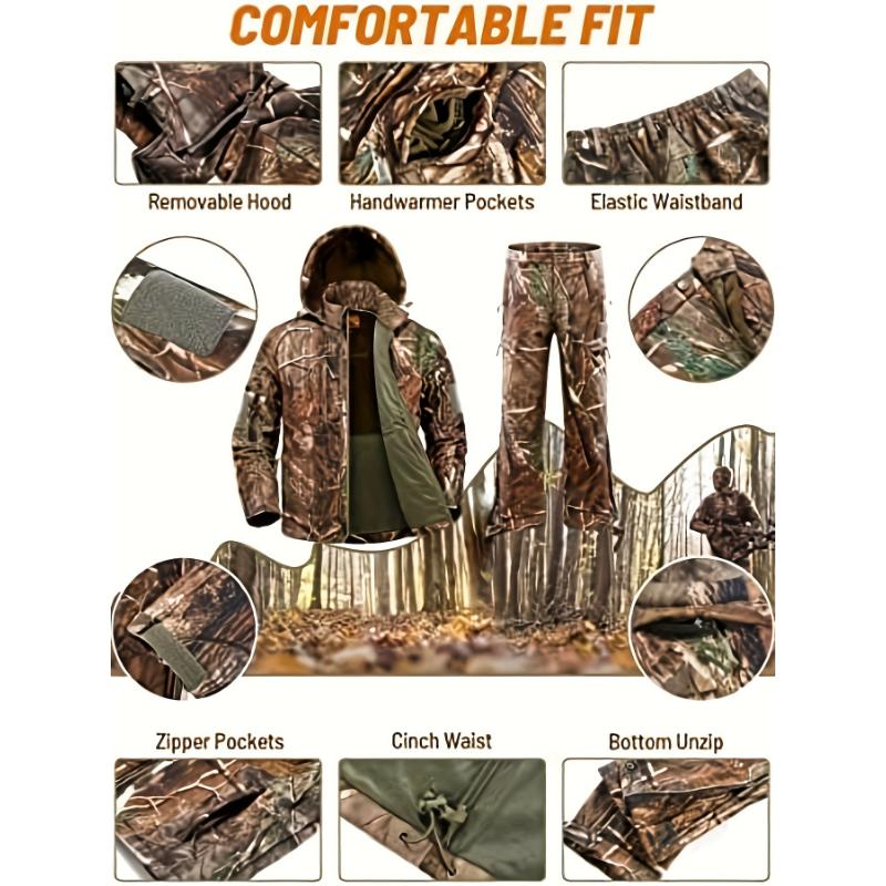 Ultimate Camo Hunting Outfit - Fleece-Lined, Water-Resistant, Warm Winter Jacket and Pants for Deer, Duck, and Bow Hunts - Perfect for Men's Outdoor Adventures