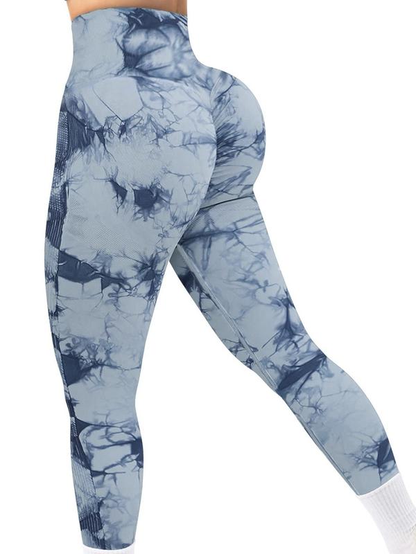 Women's Tie Dye Print High Waist Sports Tummy Control Leggings, Compression Pants, Sporty Skinny Pants, Compression Leggings, Ladies Sportswear for Yoga Gym Workout