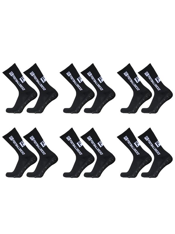 6 Pairs set Colorblock Men Athletic Socks, Grip Sock Soccer, Non-slip Bottom Compression Sporty Crew Socks Kits for Outdoors Competition Training, Gym Clothing, Anti-slip Comfortable Football Socks, Menswear