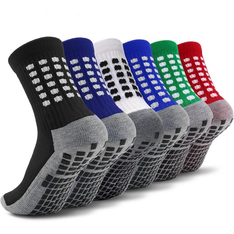 Ultrafun 6 Pairs Kids Soccer Socks with Grip Non Slip Football Athletic Socks for Kids Boys Girls 6-14 Years old soccer socks