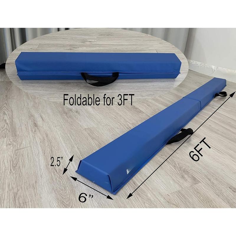 6FT 9FT Folding Balance Beam for - Gymnastics  Floor Beam,Anti-Slip Bottom with Carrying Bag, Faux Suede Covered,Gymnastics Equipment for Home