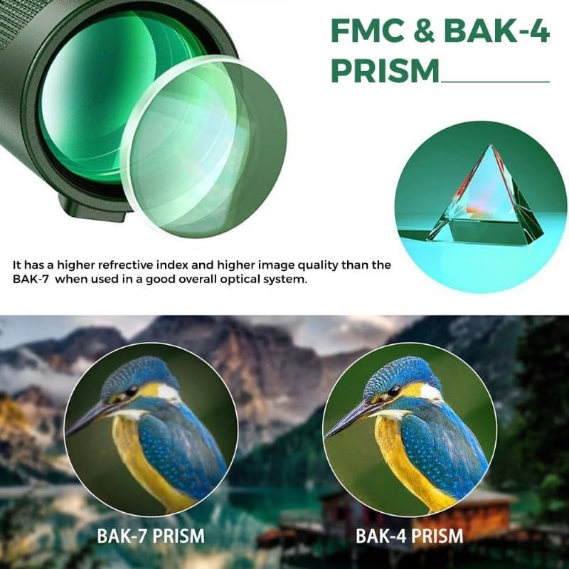 12x50 High Power Monocular Telescope with Smartphone Adapter Tripod Travel Bag, Larger Vision Waterproof Monoculars with BAK4 Prism & FMC Lens,for Bird Watching Hunting Hiking Camping