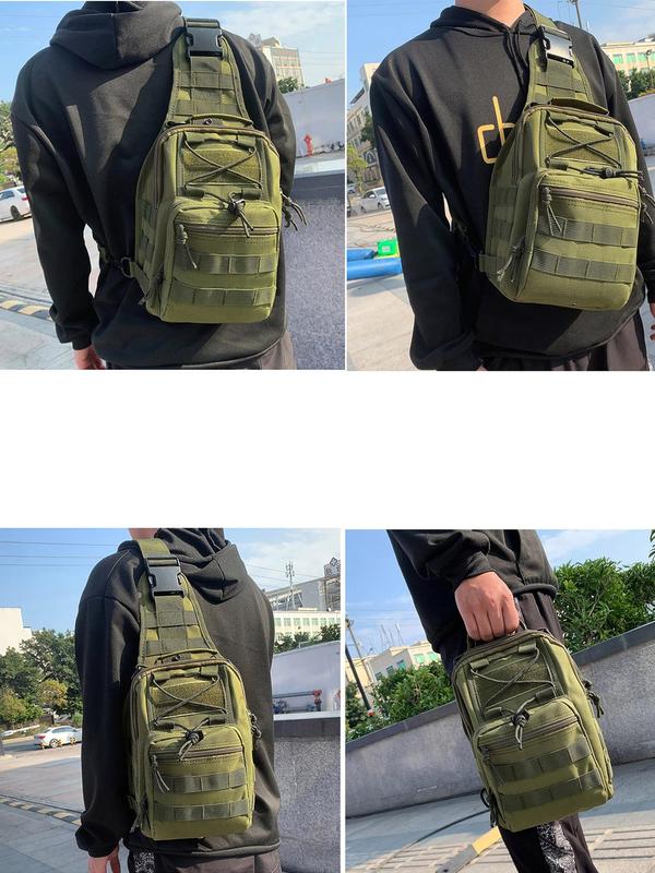 Men's Outdoor Sports Sling Bag, Flag Patched Edc Bag, Tactical Bum Bag, Multi-functional Zipper Chest Bag, One-shoulder Designer Crossbody Bag for Outdoor Cycling Hiking