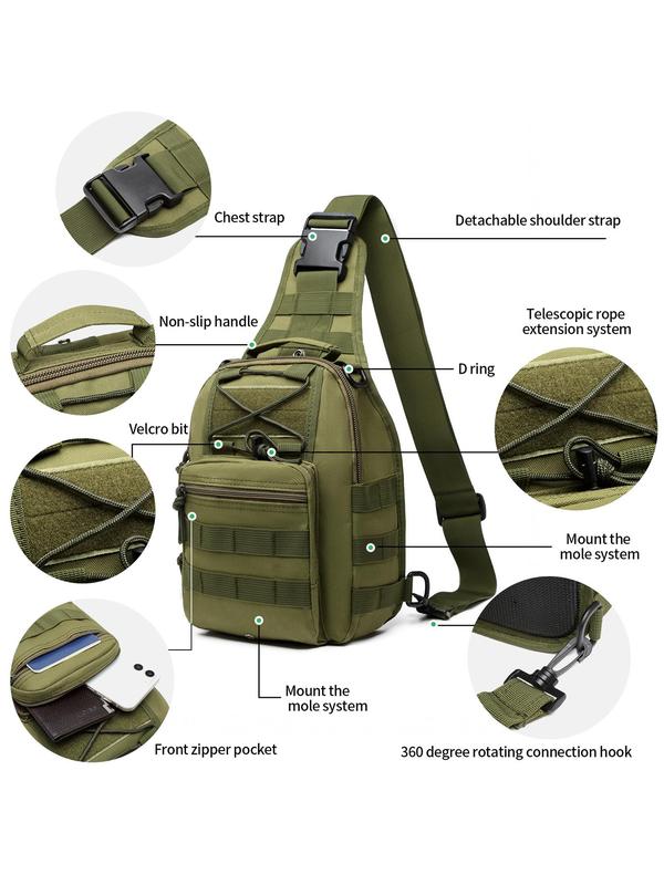 Men's Outdoor Sports Sling Bag, Flag Patched Edc Bag, Tactical Bum Bag, Multi-functional Zipper Chest Bag, One-shoulder Designer Crossbody Bag for Outdoor Cycling Hiking