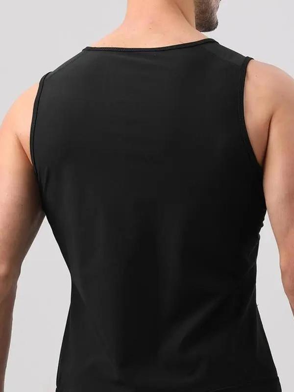 Men's Solid Zip Up Shapewear Sauna Vest, Casual Comfy Sleeveless Shapewear Top for Summer, Summer Wear 2024, Shaper for Men, Women's Shapewear for Daily Wear, Tummy Tuck Clothing