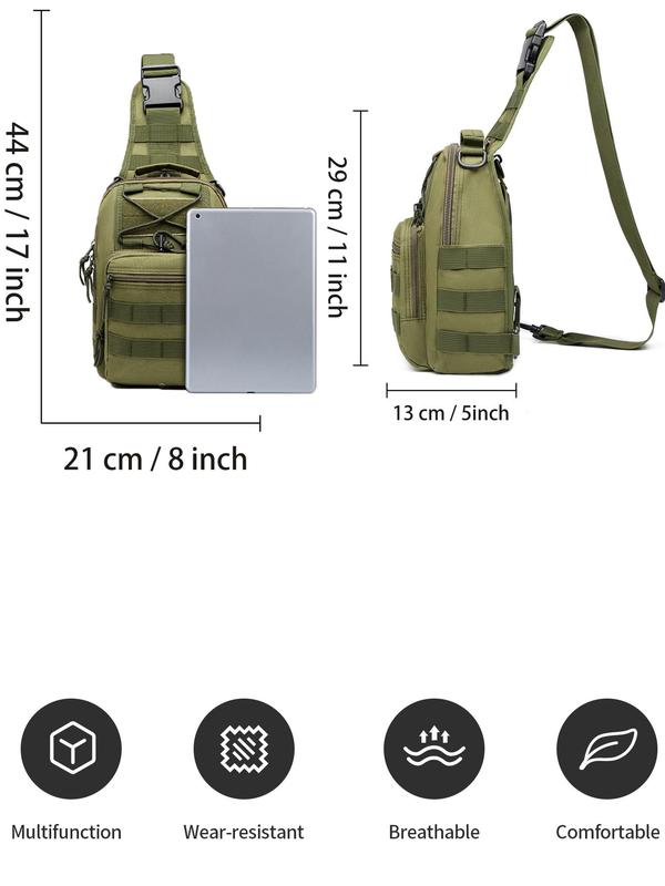 Men's Outdoor Sports Sling Bag, Flag Patched Edc Bag, Tactical Bum Bag, Multi-functional Zipper Chest Bag, One-shoulder Designer Crossbody Bag for Outdoor Cycling Hiking