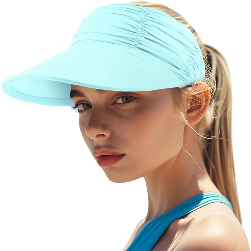 Womens Sun Visor Hat Wide Brim Summer UPF 50+ UV Protection Visor Hat Adjustable Beach Sport Visor Cap for Summer Outdoor