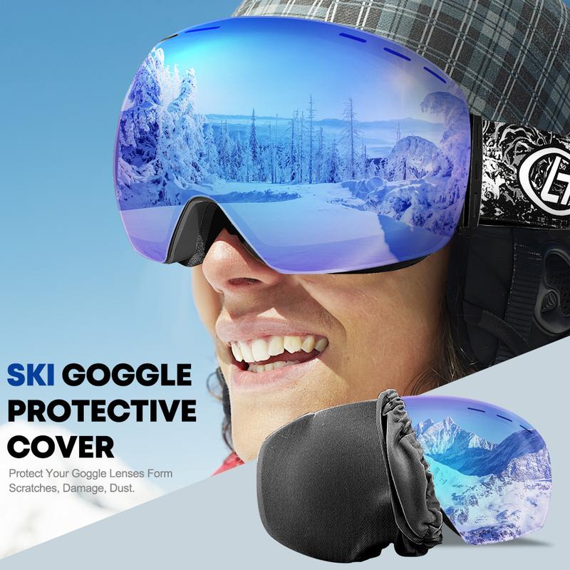 ZION Ski Goggles, Anti Fog UV400 Protection Double Layer Spherical, With Cold Hot Perfect Circulatory System, Anti-Glare Lenses Snow Snowboard Skiing Goggles for Men, Women, Youth (Blue) Windproof Anti-Fog