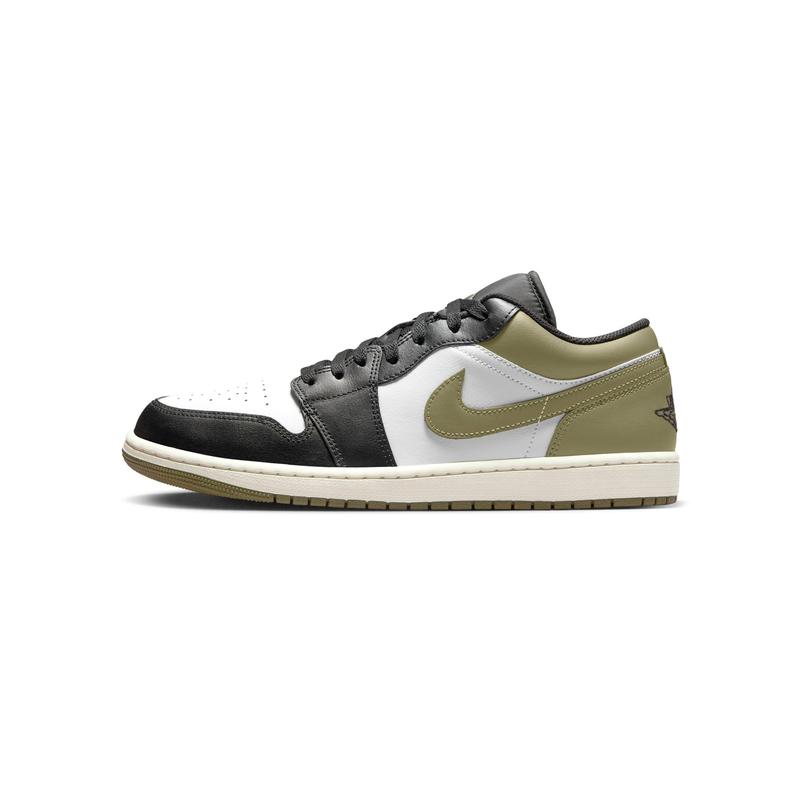 Men's Jordan 1 Low Black White-Medium Olive (553558 092)