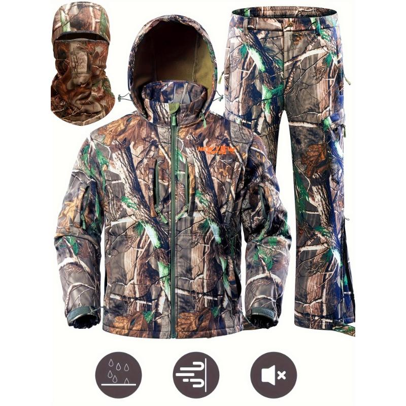 Ultimate Camo Hunting Outfit - Fleece-Lined, Water-Resistant, Warm Winter Jacket and Pants for Deer, Duck, and Bow Hunts - Perfect for Men's Outdoor Adventures