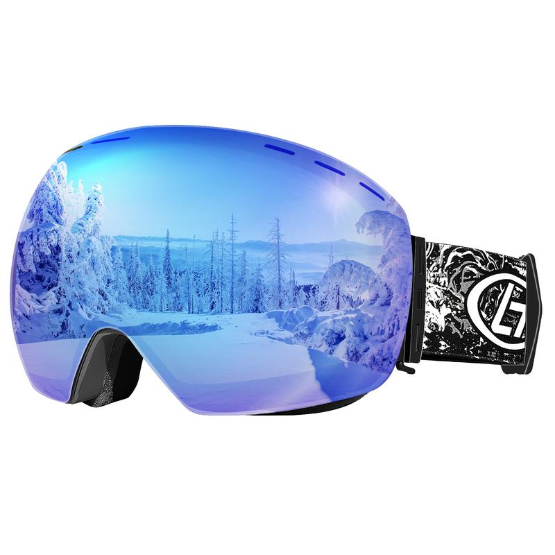 ZION Ski Goggles, Anti Fog UV400 Protection Double Layer Spherical, With Cold Hot Perfect Circulatory System, Anti-Glare Lenses Snow Snowboard Skiing Goggles for Men, Women, Youth (Blue) Windproof Anti-Fog